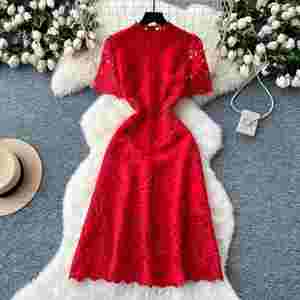 Vestido Midi Casual de Verano 2025 para Mujer, Estilo Túnica Romana, Ajustado, con Encaje y Aberturas - Product Image 4