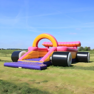 Château gonflable commercial pour enfants - Rose/Jaune/Noir en PVC pour locations <span class=keywords><strong>de</strong></span> fêtes - Product Image 1