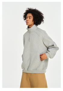 L8017 <b>Retro</b> Unisex Hoodie 400g Heavyweight Half Zip <b>Sweatshirt</b> Custom Zip up 100% Cotton Men's Vintage Style - Product Image 6