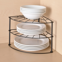 Étagère à épices en fer à 3 niveaux, support de rangement d'angle pour condiments, support de rangement de cuisine pour ustensiles
