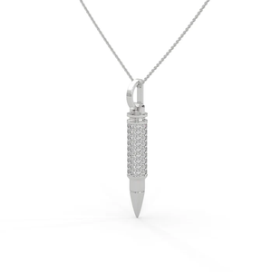 Industrial Precision Religious Zircon Solitaire Pendant <b>Crafted</b> in .925 Sterling Silver with Luxurious 18K White Gold Finish - Product Image 4
