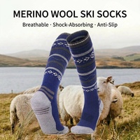 Chaussettes de ski en laine mérinos personnalisées, chaudes, antidérapantes, respirantes, épaisses, avec coussin en tissu éponge, hauteur genou