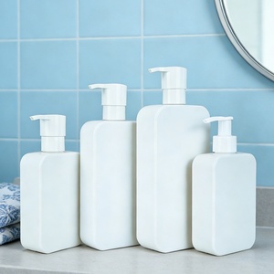 Bouteille de shampoing carrée plate blanche prête à être expédiée, 250 ml, bouteille de lotion corporelle en PE, 350 ml, bouteille de shampoing, 500 ml, bouteille de gel douche - Product Image 5