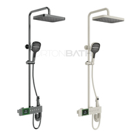 ORTONBATH Ensemble combiné de douche numérique à 4 fonctions avec clé de piano LED et pulvérisateurs de bidet Ensemble de douche mural mixte chaud et froid
