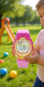 Orologio Digitale per Bambini, Colori Assortiti, Cassa in Plastica, Retroilluminazione, Quadrante 30mm, Cinturino 20cm, Chiusura a Fibbia, Stile alla Moda - Product Image 2