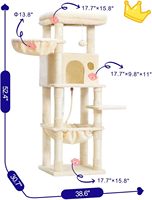 Arbre à chat moderne et écologique en bois et sisal, 4 niveaux, grande plateforme, panier, condo, poteaux à gratter pour chat de 52,4 pouces, pour l'intérieur, Noël