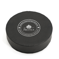 Boîte à pralines en papier texturé de qualité supérieure, forme circulaire, emballage cadeau avec insert en plastique