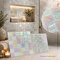 Mosaïque de verre opale irisé blanc 48x48, carreaux brillants pour piscine, escalier de villa, mur d'accentuation, design d'intérieur de luxe