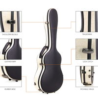 Étui rigide pour guitare électrique classique en cuir noir Rm, en fibre de verre robuste, doublure en velours, poignée en cuir - Personnalisable pour guitare/basse