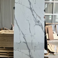 Panneau mural intérieur élégant facile à installer, 2,5 mm, 2,8 mm, 3 mm, PVC, revêtement UV, marbre, imperméable, avec emballage PPWR de l'UE