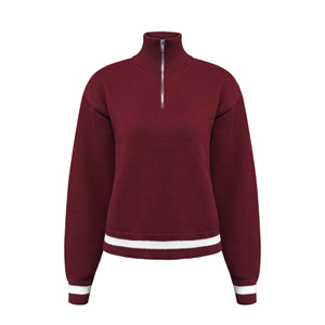 Suéter de Punto Personalizado con Logotipo, Estilo Retro Americano, para Otoño e Invierno, con Media Cremallera, para Golf y Tenis, Informal, <span class=keywords><strong>a</strong></span> Rayas, Acanalado, para <span class=keywords><strong>Mujer</strong></span> - Product Image 4