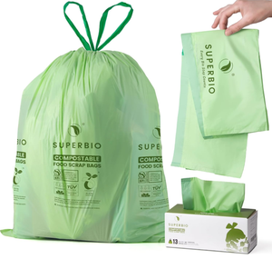 ถุงขยะครัวแบบมีเชือกผูก SUPERBIO ขนาด 13 แกลลอน 49.2 ลิตร ย่อยสลายได้ จำนวน 30 ใบ หนา 1 มิล สำหรับขยะเศษอาหาร - Product Image 1