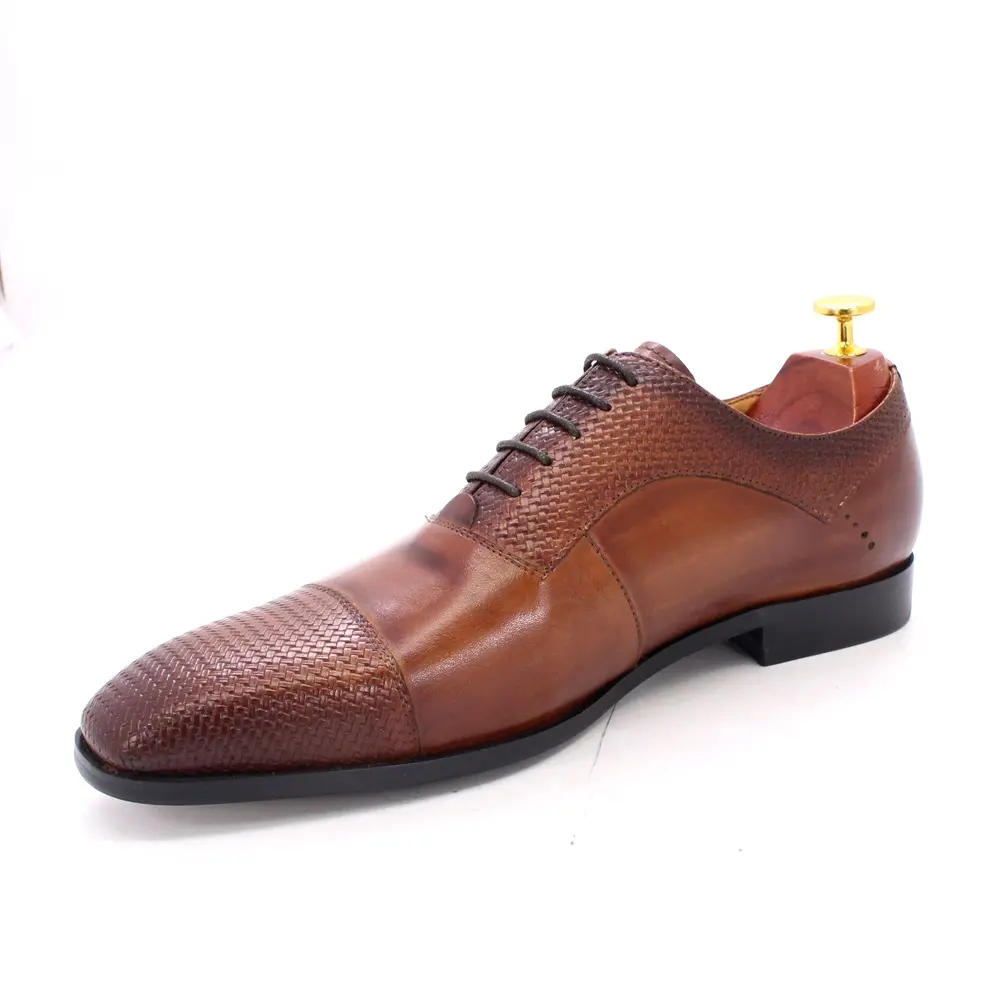 Lace-up Print Oxford Genuine Leather Office Dress Shoes Casual Business Dress Shoes Men For Wedding Party Office Fashion Shoes