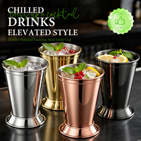 Verre à cocktail Julep poli miroir de qualité supérieure 13,5 oz en acier inoxydable avec bordure perlée – Vaisselle de bar élégante pour boissons fraîches