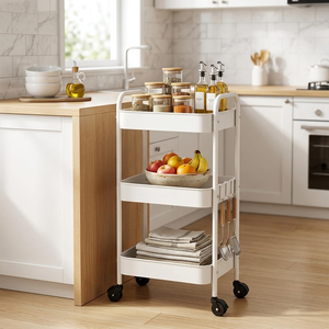 Modern Multi-Layer Metal Storage <b>Rack</b> for Kitchen Household Floor-standing Mobile Snack <b>Rack</b> for Living Room Bathroom - Product Image 5