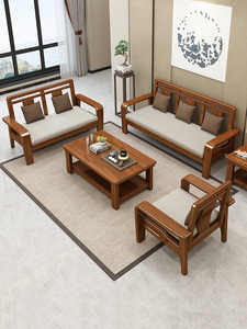 Set di Divani <span class=keywords><strong>in</strong></span> Pelle con Struttura <span class=keywords><strong>in</strong></span> <span class=keywords><strong>Legno</strong></span> di Teak Massiccio Intagliato, 7 Posti, Fatto a Mano, Design per Arredamento Soggiorno - Product Image 6