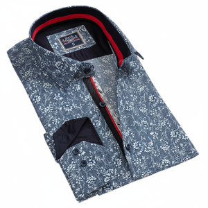 Camisa de Vestir Formal y Casual para Hombre, de Alta Calidad, con Estampado Floral Azul, 100% Algodón, para Primavera - Product Image 2