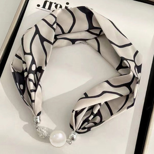Sciarpa Collana Sottile in Seta Imitata con Perle e Diamanti, Stile Retrò, con Fibbia Autoaderente, per Donna e Bambina - Vendita all'Ingrosso - Product Image 5