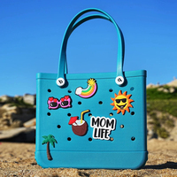 Sac de plage et de piscine en EVA perforé couleur unie, style européen et américain, sac de plage DIY, sac à main portable extensible pour rangement