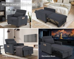 Fauteuil <span class=keywords><strong>canapé</strong></span> convertible 3 en 1 avec <span class=keywords><strong>lit</strong></span> futon extractible pour adultes fauteuil inclinable simple en velours côtelé moderne pour petits espaces - Product Image 3