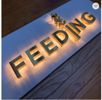 Lettres en relief en acrylique de haute qualité avec rétroéclairage LED doré, couleurs personnalisables, enseignes pour magasins et entreprises en extérieur