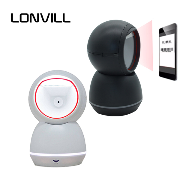 LONVILL Omnidirectional Reading 1D and 2D QR Codes Supermarket Desktop Barcode Scanners for POS Systems