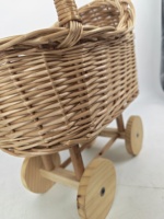 Panier de rangement tressé en osier 37x26xH46cm pour jouets en peluche, chariot poussette tressé à la main pour enfants, accessoire photo avec pieds KD
