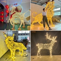 Décoration de Noël personnalisée en forme de renne 3D éclairé par LED, grande sculpture blanche chaude pour utilisation en place publique