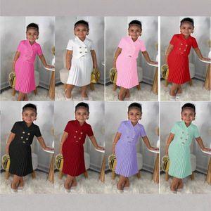 Set di Abbigliamento per Bambine 2-8 Anni, Due Pezzi, Colori Uniti, Camicia con Bottoni + Gonna Plissettata, Completo Carino per Ragazze - Product Image 5