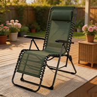 Nouveau design moderne, chaise longue zéro gravité imperméable, couleur unie, durable, hauteur réglable, pliable, portable, chaise longue de jardin