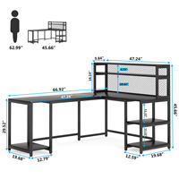 Bureau à domicile Bureau d'étude PC Ordinateur portable Table d'étude Bureaux avec étagère