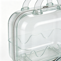 2026 Personnalisé en usine, Mini trousse de maquillage portable 14 pouces en PC ABS transparent, étanche, avec fermeture éclair, étui de protection pour cadeaux