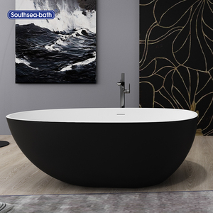 Dernières baignoires autoportantes en fibre de <span class=keywords><strong>carbone</strong></span> de surface solide Foshan 1550 Egg Black, fabricants de baignoires pour hommes et enfants - Product Image 1