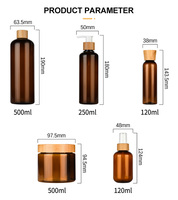 Botol Amber 2oz 40z 8oz 16oz dengan penutup bambu kemasan Fashion stok tersedia botol Toner krim kosmetik Jar MOQ 1000 buah