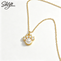 Collier Patte de Chat Plaqué Or 18K Anti-ternissement Chaîne Tendance Pendentif Minimaliste Bijou Patte d'Ours