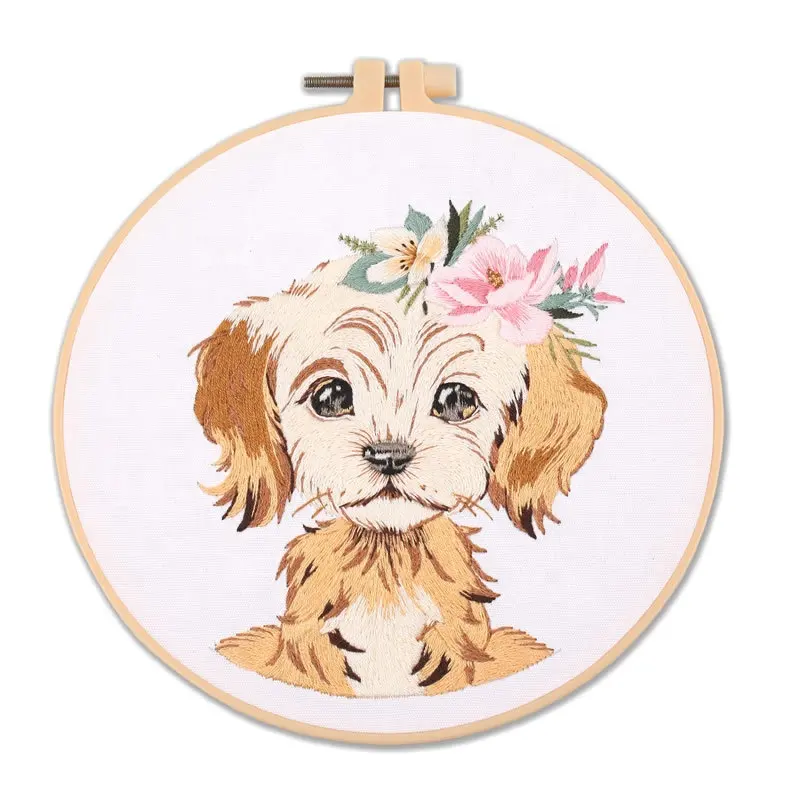 犬の恋人の贈り物手作りの初心者かわいい犬のパターン刺Embroideryセットクロスステッチ