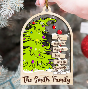 Adorno Navideño de Madera con Corte Láser Personalizado, Bola de Nieve con Nombre Personalizado, Adorno de Madera de <span class=keywords><strong>2</strong></span> Capas para Árbol de Navidad - Product Image 2