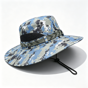 Unisex Digital Camo Boonie Hat Wide Brim UPF 50+ UV Protection <b>Polyester</b>/Cotton Canvas Fabric String Wind <b>Lanyard</b> for Outdoor - Product Image 4
