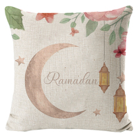 Housse de coussin décorative Ramadan Kareem, motif islamique, Coran, lune dorée, fournitures pour l'Aïd al-Adha, textiles pour la maison et l'hôtel, 100% coton