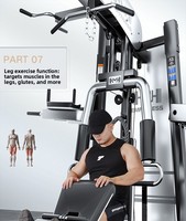 Ensemble de musculation multifonctionnel intégré à trois stations en acier pour usage domestique avec pile de poids de 80 kg pour l'entraînement en force