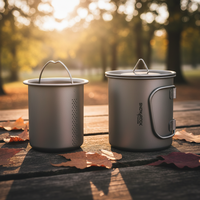 Mug de camping ultraléger en titane pur de 450 ml avec infuseur à thé et couvercle - Tasse à café portable pour le camping et la randonnée