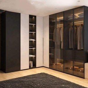 <span class=keywords><strong>Dressing</strong></span> intégré en bois massif de style crème français, avec coiffeuse intégrée pour un rangement élégant de la chambre, garantie 5 ans - Product Image 1