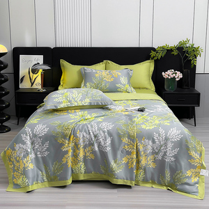 Parure de lit imprimée, lavée, rafraîchissante, confortable et respirante, avec taie d'oreiller et drap-housse - Product Image 5