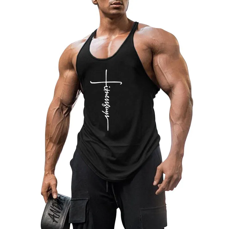 Summer Fashion Gym clothing Bodybuilding Stringer tank top men Cotton Muscle Singlets men's Workout Sportswear Sleeveless Vest