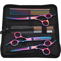 Ciseaux de toilettage pour animaux de compagnie Tondeuse à cheveux pour chiens Tondeuses droites de haute qualité Ensemble de tonte et de toilettage Tondeuses incurvées Kit de peigne
