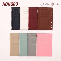 Hongbo Meilleure vente tableau de bord en cuir A6 à 6 trous à 8 couleurs pour reliure à anneaux avec fentes pour cartes et pochette à glissière