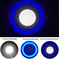 Vente en gros de lampes LED bicolores en aluminium plafonnier à surface ronde pour intérieur, panneau lumineux carré RVB mince à intensité variable