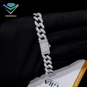 Fashion Hip Hop Jewelry 925 Silver 10MM 2rows Cuban Link Chain Luxury GRA Certificate Iced Out VVS D Color Moissanite <b>Bracelets</b> - Product Image 3