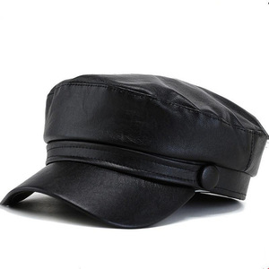 Femmes PU cuir haut plat béret pêcheur grec <span class=keywords><strong>marin</strong></span> violon chapeau casquette gavroche paperboy peintre casquette béret chapeau - Product Image 1