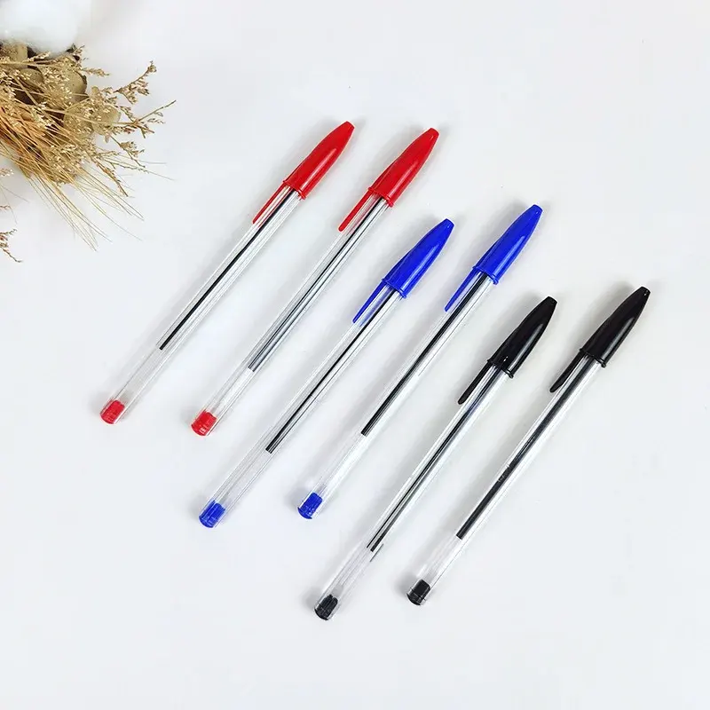 Conjunto de canetas esferográficas de plástico simples multicoloridas baratas de volta às aulas na China 0,7 mm